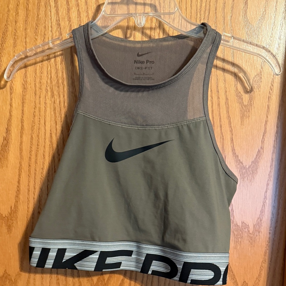 Nike Pro Olive Green Cropped Tank Top
